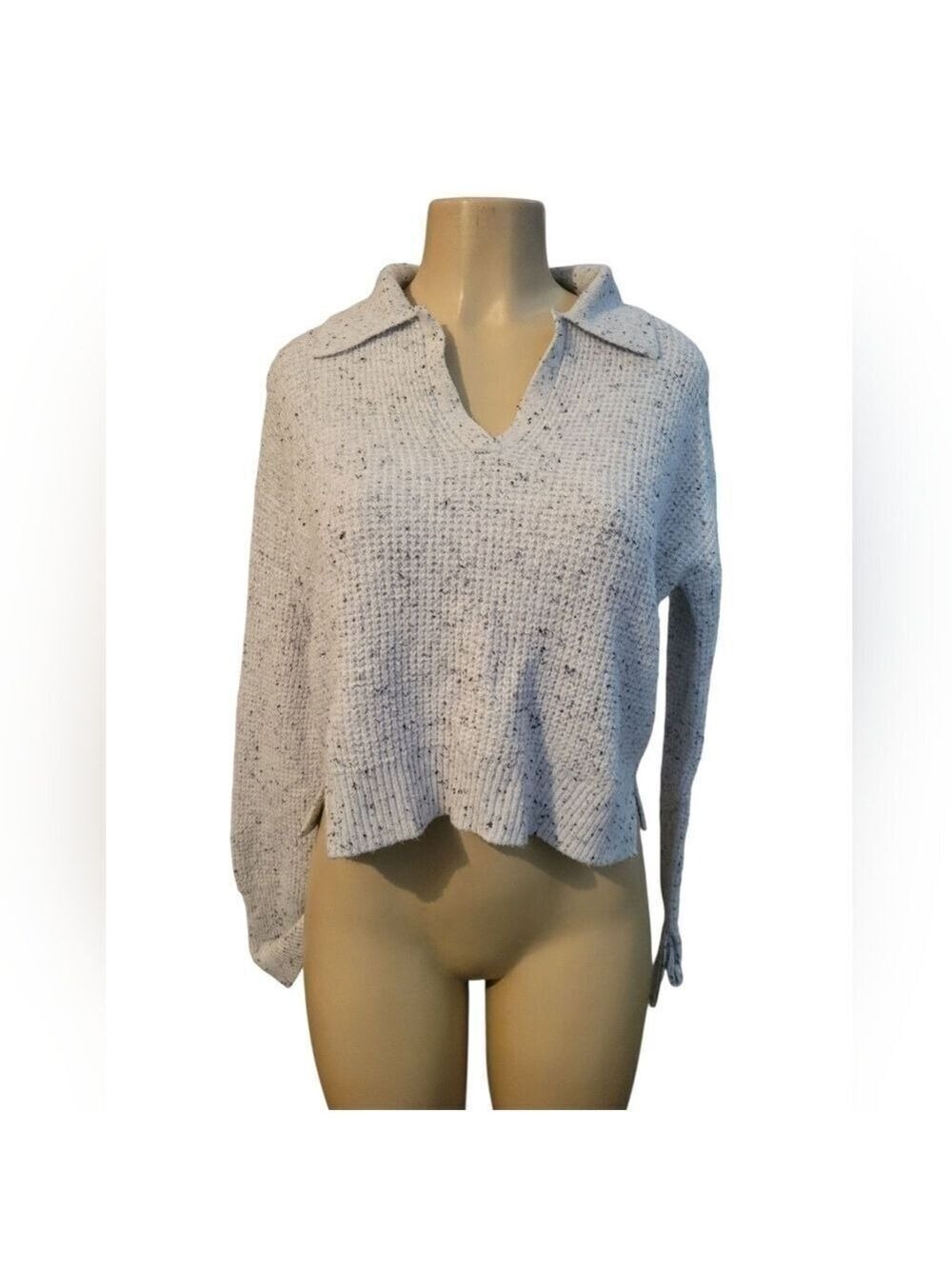William Rast Gray Speckled Cowl Neck Sweater Medium
